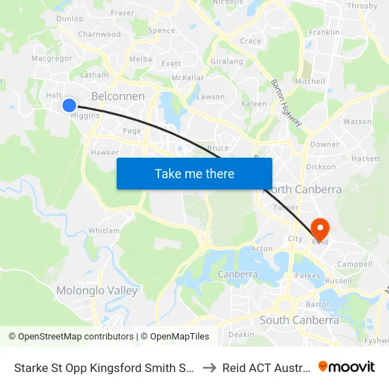 Starke St Opp Kingsford Smith School to Reid ACT Australia map