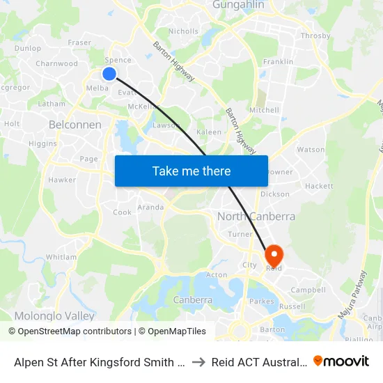 Alpen St After Kingsford Smith Dr to Reid ACT Australia map