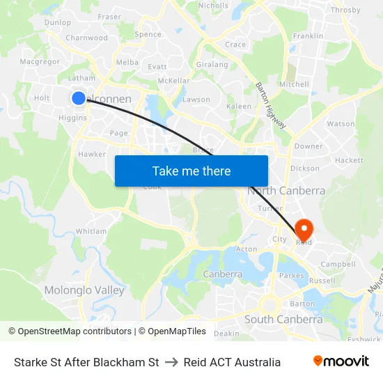 Starke St After Blackham St to Reid ACT Australia map