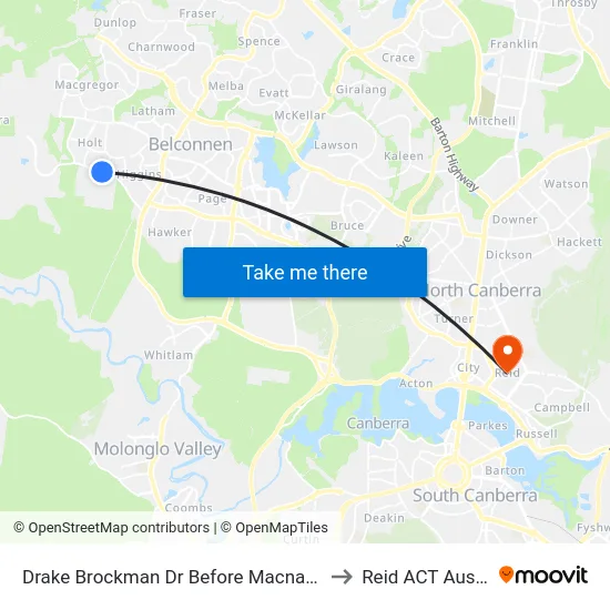 Drake Brockman Dr Before Macnaughton St to Reid ACT Australia map