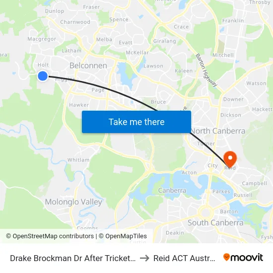 Drake Brockman Dr After Trickett St to Reid ACT Australia map