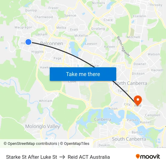 Starke St After Luke St to Reid ACT Australia map