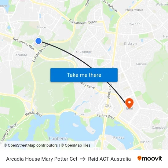 Arcadia House Mary Potter Cct to Reid ACT Australia map