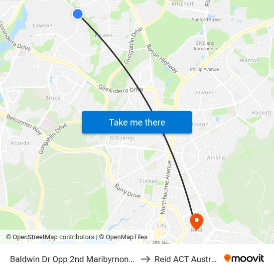 Baldwin Dr Opp 2nd Maribyrnong Av to Reid ACT Australia map