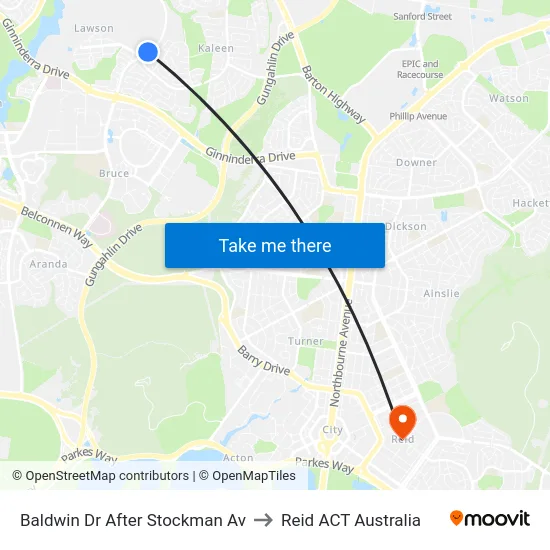 Baldwin Dr After Stockman Av to Reid ACT Australia map
