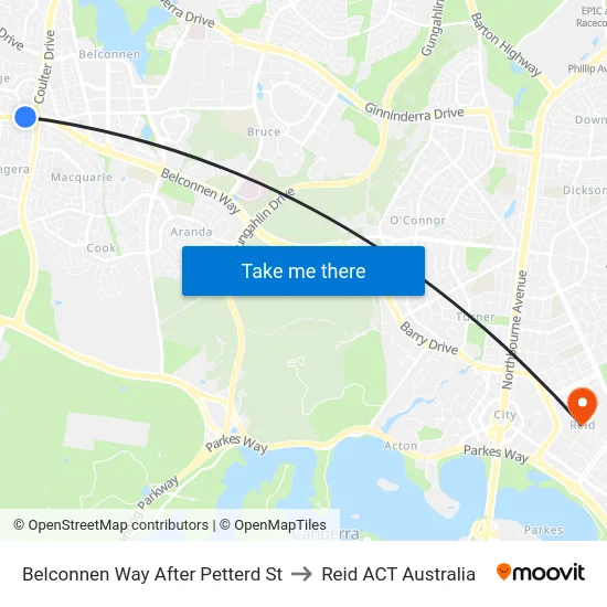 Belconnen Way After Petterd St to Reid ACT Australia map