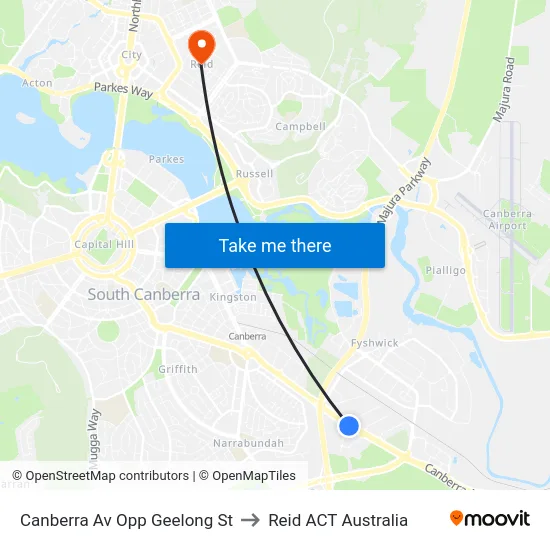 Canberra Av Opp Geelong St to Reid ACT Australia map