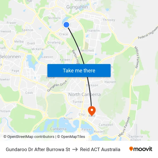 Gundaroo Dr After Burrowa St to Reid ACT Australia map