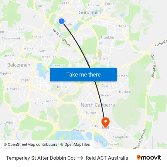 Temperley St After Dobbin Cct to Reid ACT Australia map