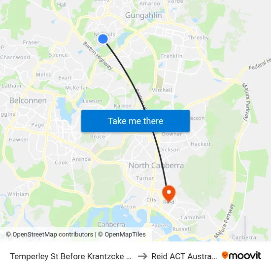 Temperley St Before Krantzcke Cct to Reid ACT Australia map