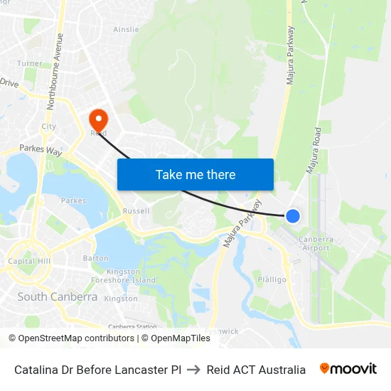 Catalina Dr Before Lancaster Pl to Reid ACT Australia map