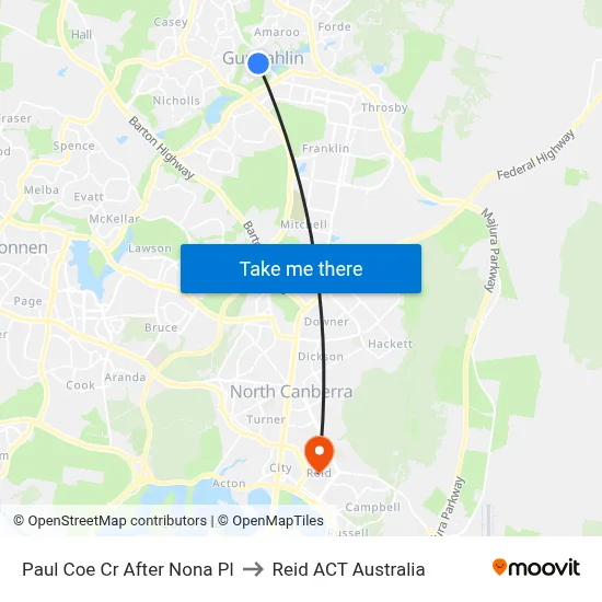Paul Coe Cr After Nona Pl to Reid ACT Australia map