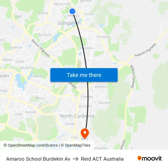 Amaroo School Burdekin Av to Reid ACT Australia map