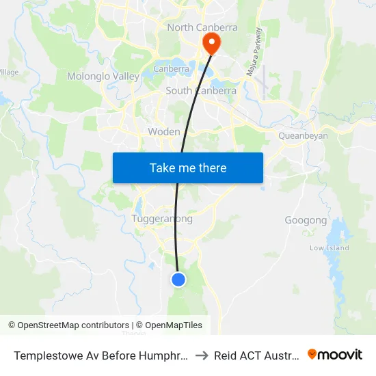 Templestowe Av Before Humphrey St to Reid ACT Australia map
