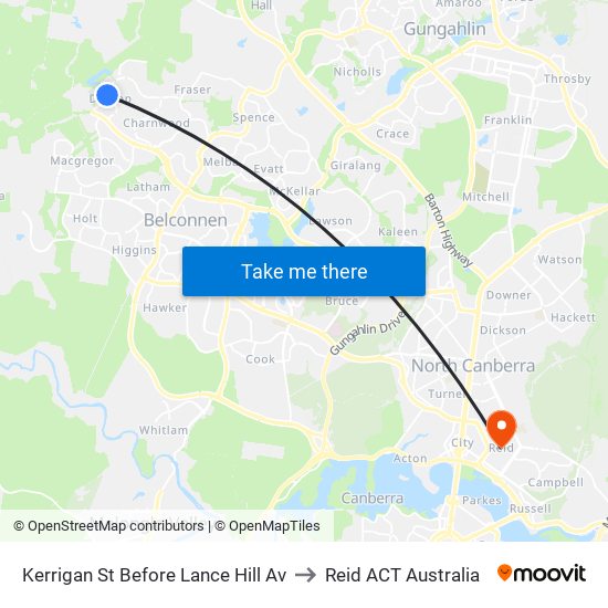 Kerrigan St Before Lance Hill Av to Reid ACT Australia map