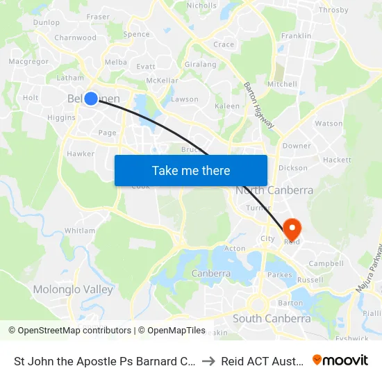 St John the Apostle Ps Barnard Cct Sso to Reid ACT Australia map