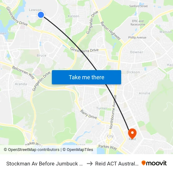 Stockman Av Before Jumbuck Cr to Reid ACT Australia map