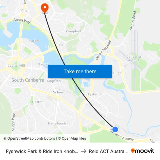 Fyshwick Park & Ride Iron Knob St to Reid ACT Australia map