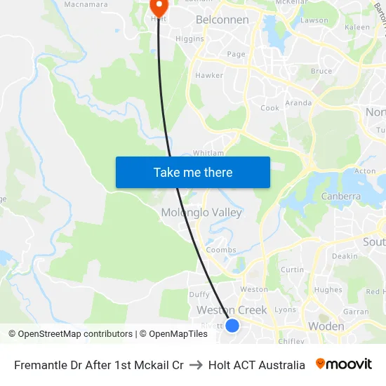 Fremantle Dr After 1st Mckail Cr to Holt ACT Australia map