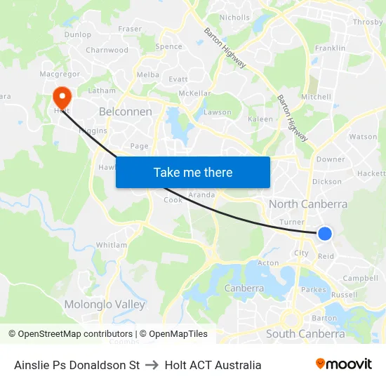 Ainslie Ps Donaldson St to Holt ACT Australia map