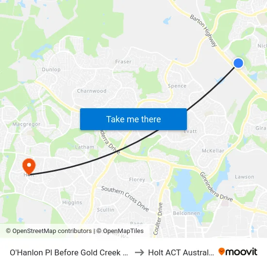 O'Hanlon Pl Before Gold Creek Rd to Holt ACT Australia map