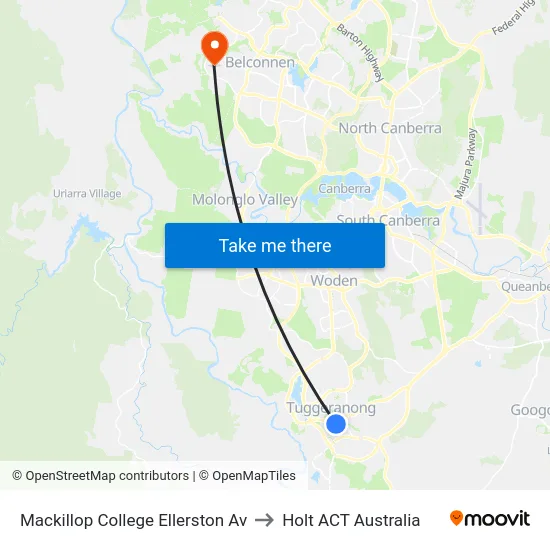 Mackillop College Ellerston Av to Holt ACT Australia map