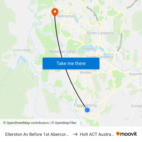 Ellerston Av Before 1st Abercorn Cr to Holt ACT Australia map