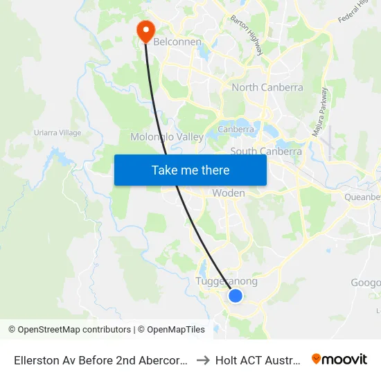 Ellerston Av Before 2nd Abercorn Cr to Holt ACT Australia map