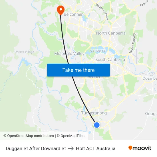 Duggan St After Downard St to Holt ACT Australia map