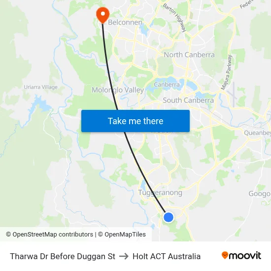 Tharwa Dr Before Duggan St to Holt ACT Australia map