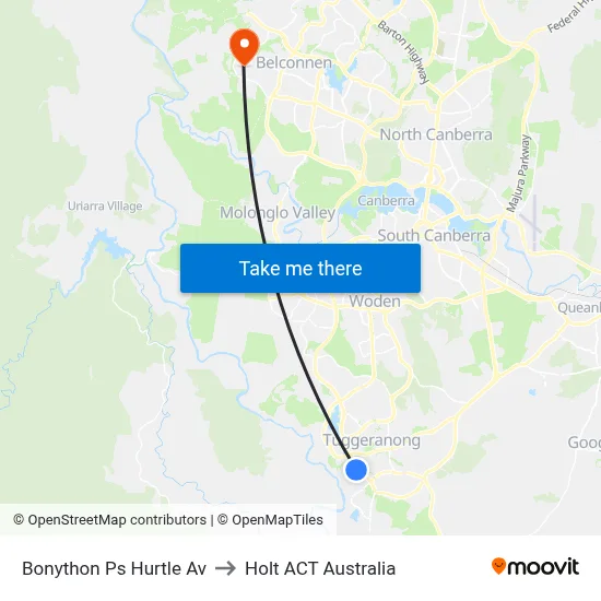 Bonython Ps Hurtle Av to Holt ACT Australia map