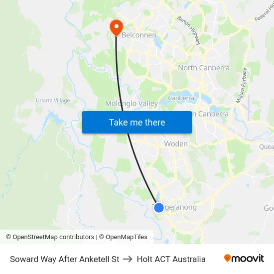 Soward Way After Anketell St to Holt ACT Australia map