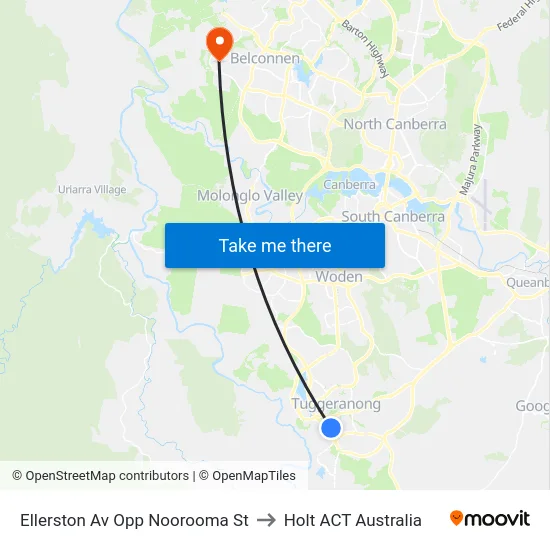Ellerston Av Opp Noorooma St to Holt ACT Australia map