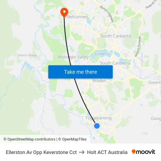 Ellerston Av Opp Keverstone Cct to Holt ACT Australia map