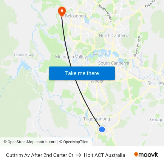 Outtrim Av After 2nd Carter Cr to Holt ACT Australia map