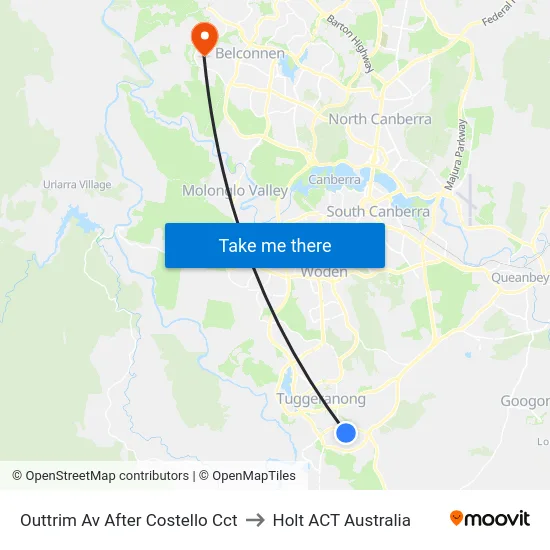 Outtrim Av After Costello Cct to Holt ACT Australia map