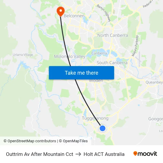 Outtrim Av After Mountain Cct to Holt ACT Australia map