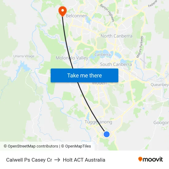 Calwell Ps Casey Cr to Holt ACT Australia map