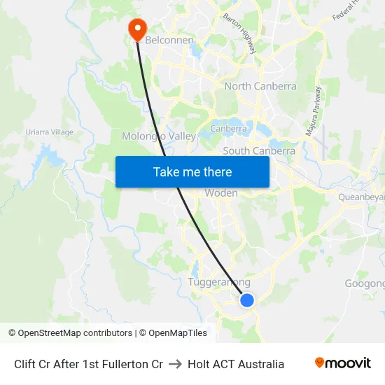 Clift Cr After 1st Fullerton Cr to Holt ACT Australia map