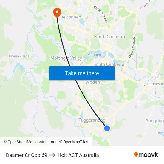 Deamer Cr Opp 69 to Holt ACT Australia map