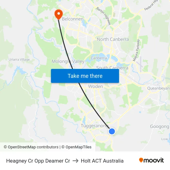 Heagney Cr Opp Deamer Cr to Holt ACT Australia map