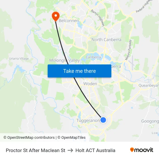 Proctor St After Maclean St to Holt ACT Australia map