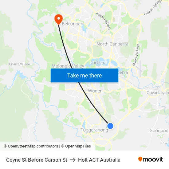 Coyne St Before Carson St to Holt ACT Australia map