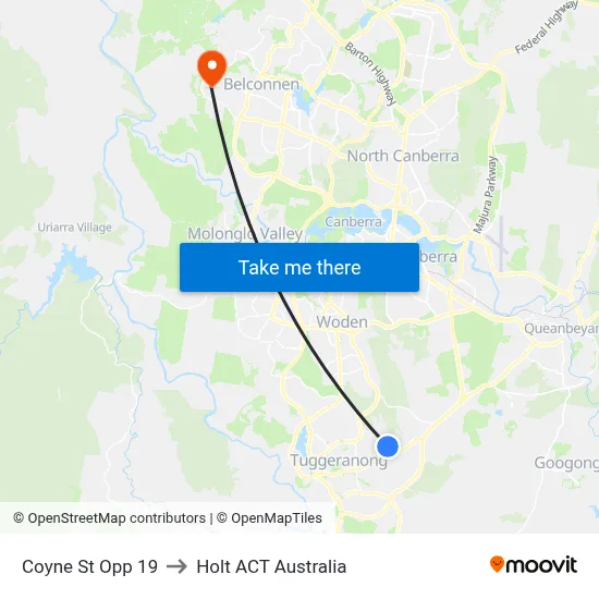 Coyne St Opp 19 to Holt ACT Australia map
