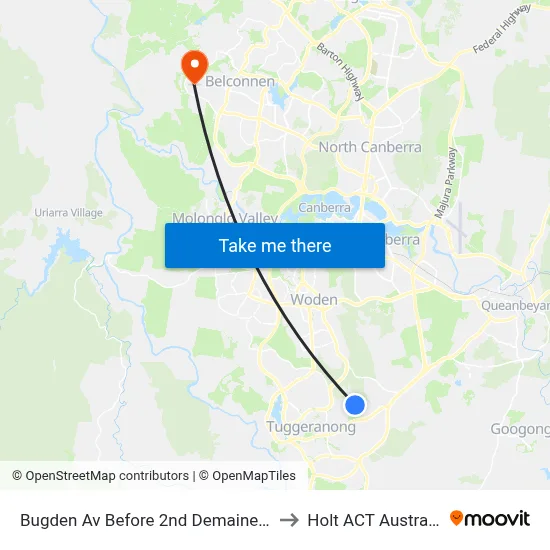 Bugden Av Before 2nd Demaine Cr to Holt ACT Australia map