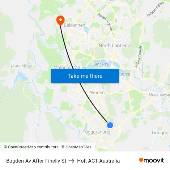 Bugden Av After Fihelly St to Holt ACT Australia map
