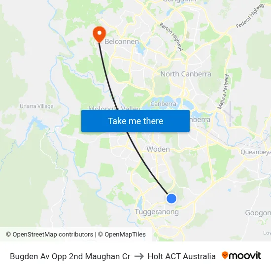 Bugden Av Opp 2nd Maughan Cr to Holt ACT Australia map