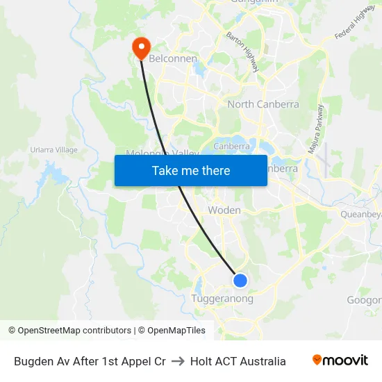 Bugden Av After 1st Appel Cr to Holt ACT Australia map