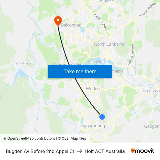 Bugden Av Before 2nd Appel Cr to Holt ACT Australia map