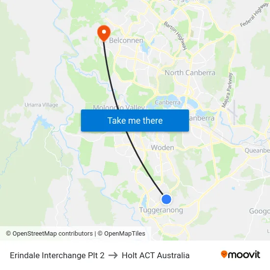 Erindale Interchange Plt 2 to Holt ACT Australia map
